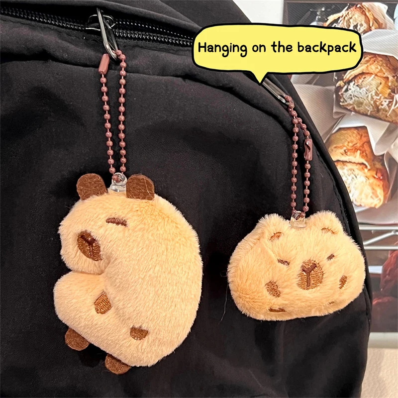 Capybara-Porte-clés de dessin animé en peluche beurre doux, pendentif de sac, sac à dos, voiture, décor de bague, cadeau pour enfant