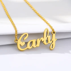 Custom Stainless Steel Name Necklaces For Women Personalized Arabic Nameplate Heart Crown Key Butterfly Pendant Choker Jewelry