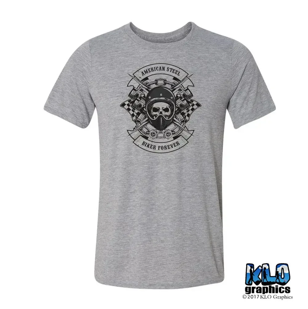 Newest Fashion American Steel Biker Forever T-Shirt Motorcycle Sporter Car Club Road Live Free100% Cotton Humor  Tee Shirts