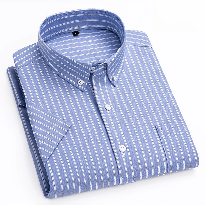 New in shirt hight qulity100%cotton summer thin short sleeve shirts for men slim fit Casual shirt striped tops office clothes