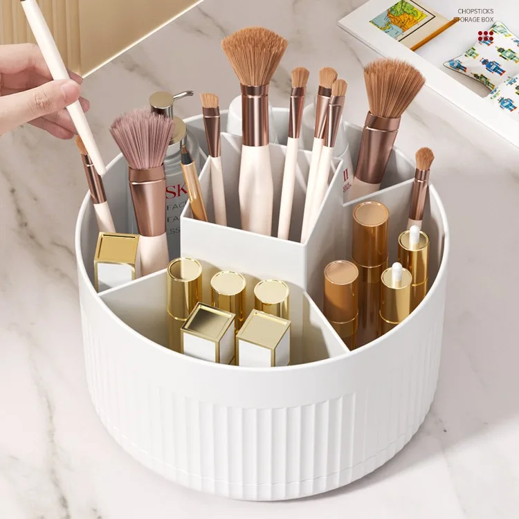 360 °   Rotierende Make-up-Box für Desktop-Organizer, Schmuck, Kosmetikpinselhalter, Lippenstift, Augenbrauenstifthalter, Aufbewahrung von Schreibwaren