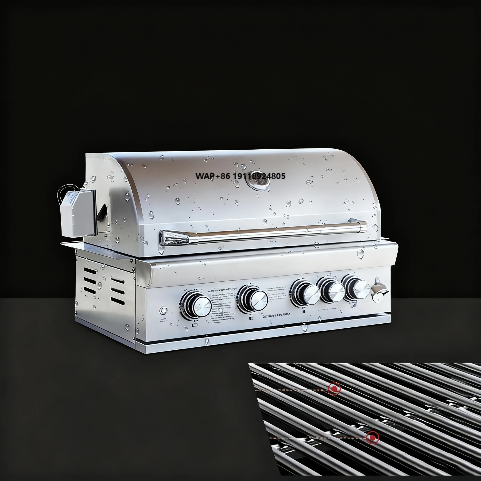 

Premium Modern Powder Coated Outdoor Kitchen Patio Built-in BBQ Grill Villa Garden 5-Burner Gas Grill Station