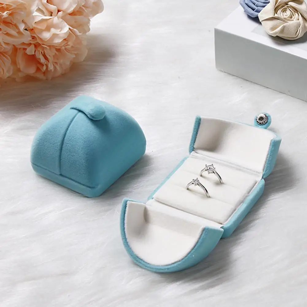 Ring Box for Wedding Vintage Ring Box with Button Lock Elegant Double Opening Jewelry Case Wedding Engagement Proposal Gift
