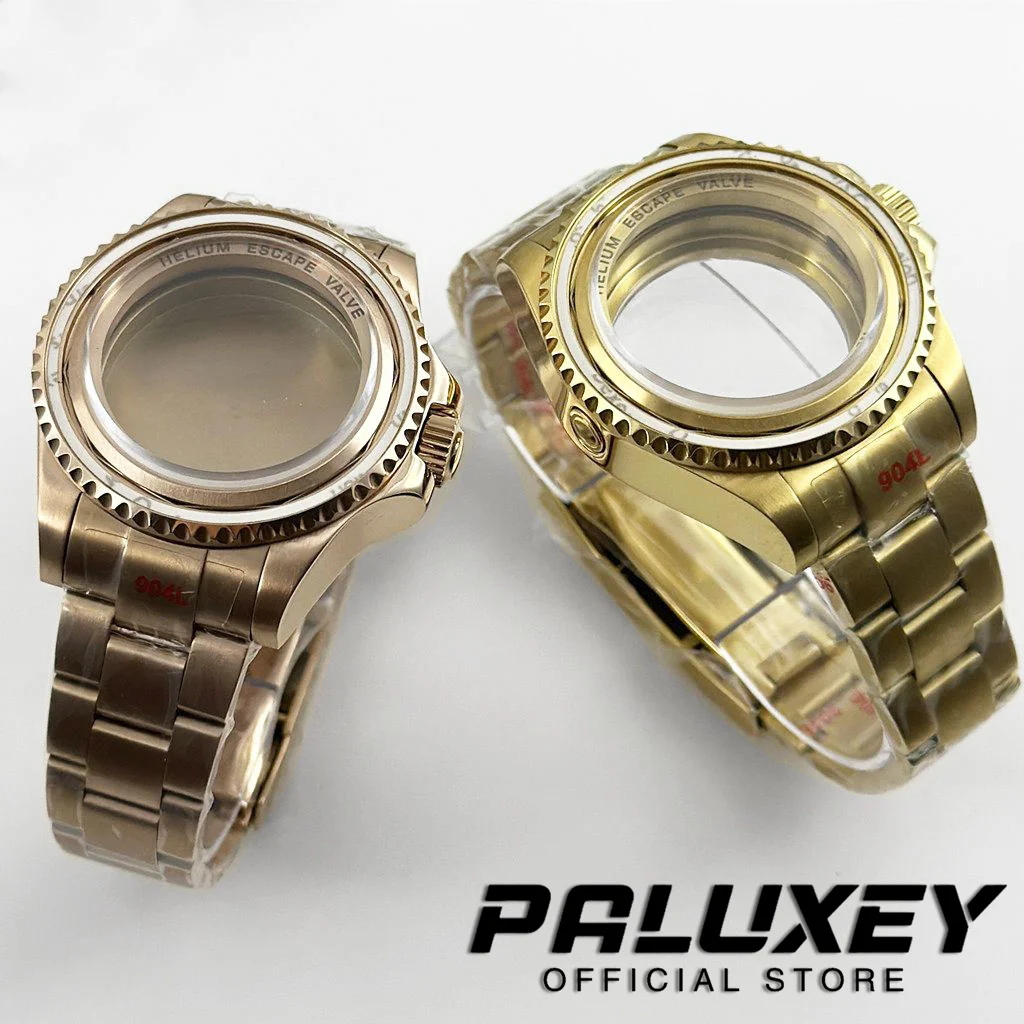 NH35 44mm PVD DEEP SEA Homage Big Sapphire Crystal Waterproof Watch Case Fit NH35 NH36 NH34 NH38 Movement Sliding Lock Bracelet