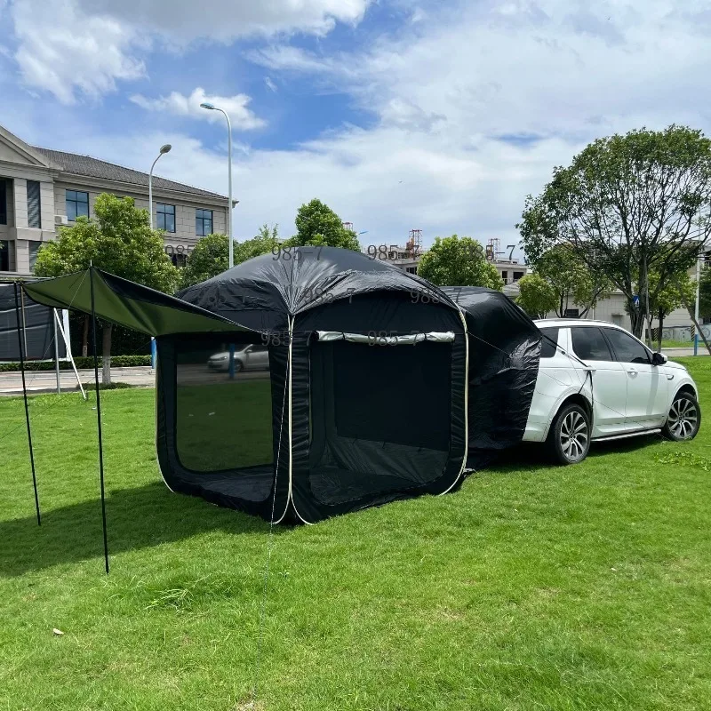 5-8 People Large Capacity SUV Tailgate Tent, 190T Waterproof Car Rear Extension Camping Tent