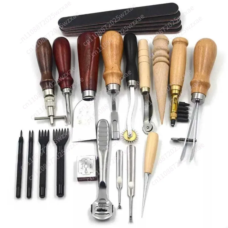 23-Piece Hand Made Leather Bag Tools Leather Goods Making Tools Leather DIY Tool Set Diamond Cutting Hand Punch