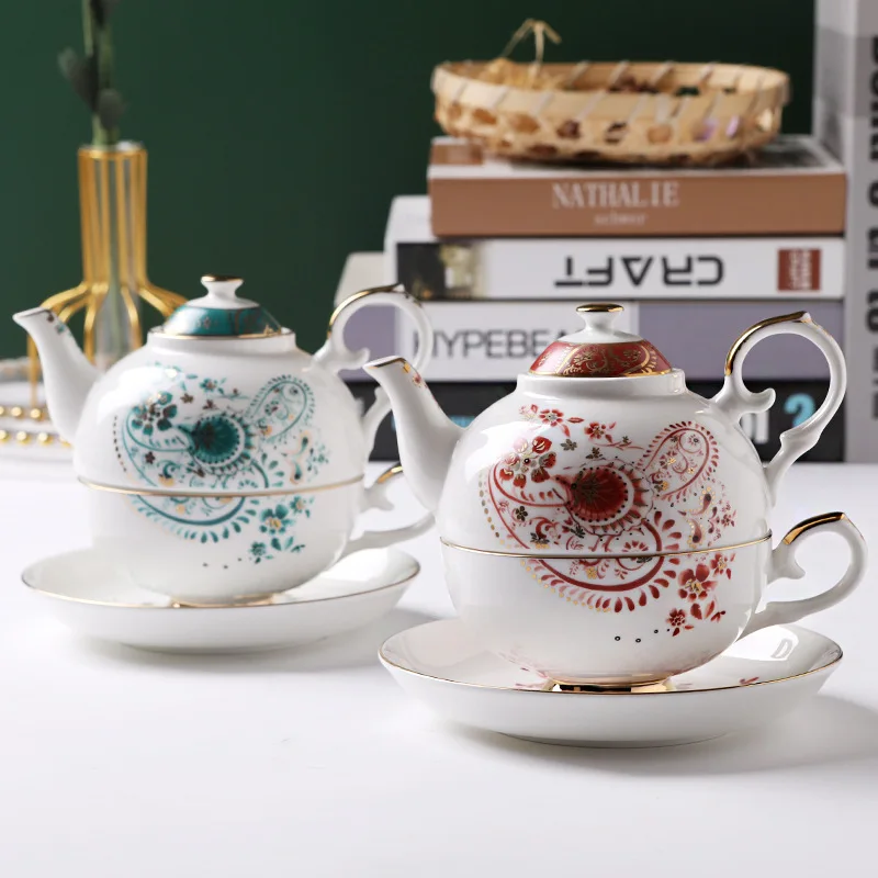 

Английский чайник из костяного фарфора, набор кофейных чашек, керамический чайник, цветочный чайный сервиз, горшок для матери и ребенка, горшок для одного человека можно использовать