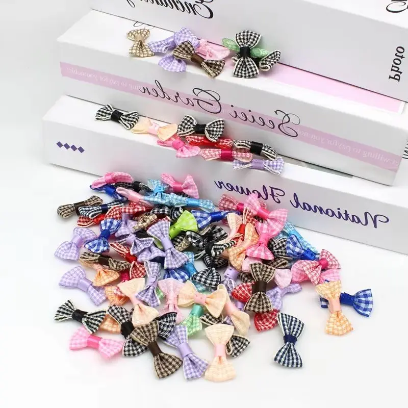 30PCS/lot 1.5cm*3cm Small Satin Ribbon Bow Crafts Decoration Wedding Scrapbooking Embellishment Tie