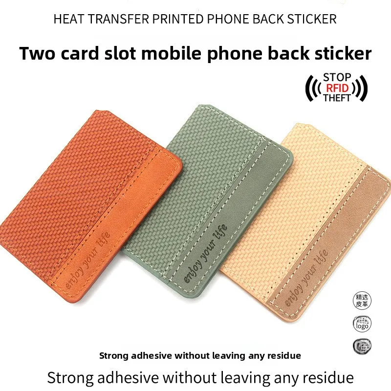 RFID Blocking Magnetic Phone Card Holder, Self-adhesive Leather Pocket Back Sticker Multi-function Card Wallet with Stand