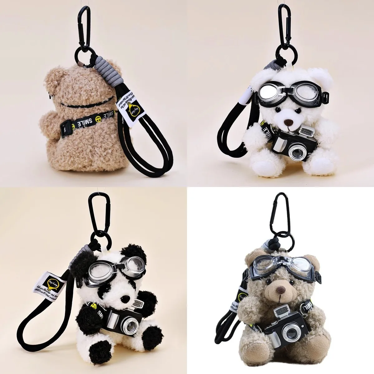 Cute Bear Keychain Flash Camera Pendant – Plush Toy Bag Charm, Cute Accessory for Bags, Backpacks, Purse, Gift