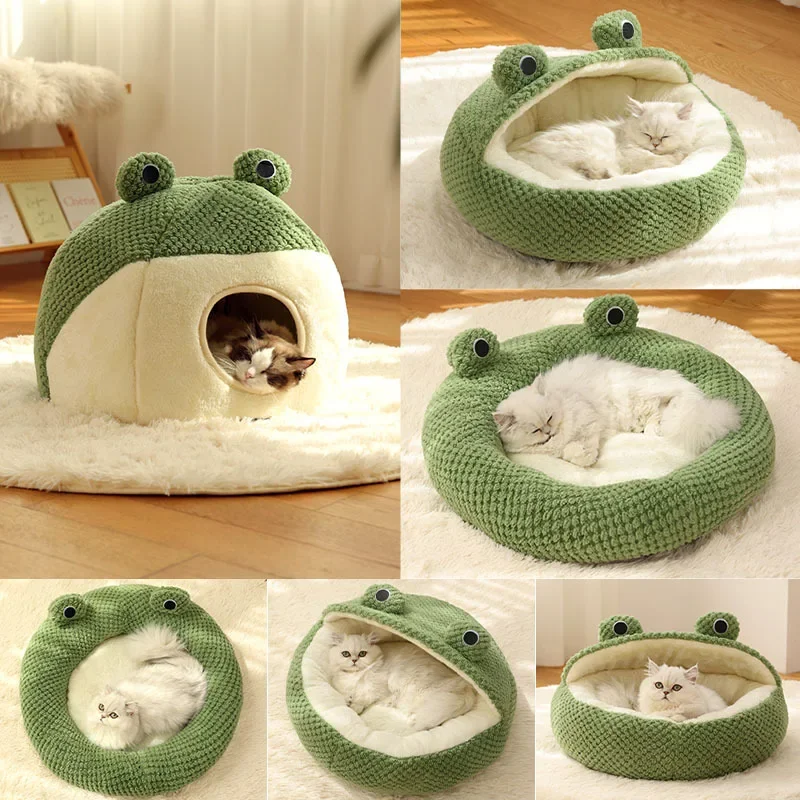 New Pet Nest Little Frog Series Cat Nest Warm Dog Nest Autumn and Winter House Nest Pet Bed  Cat Bed  Cat Hammock