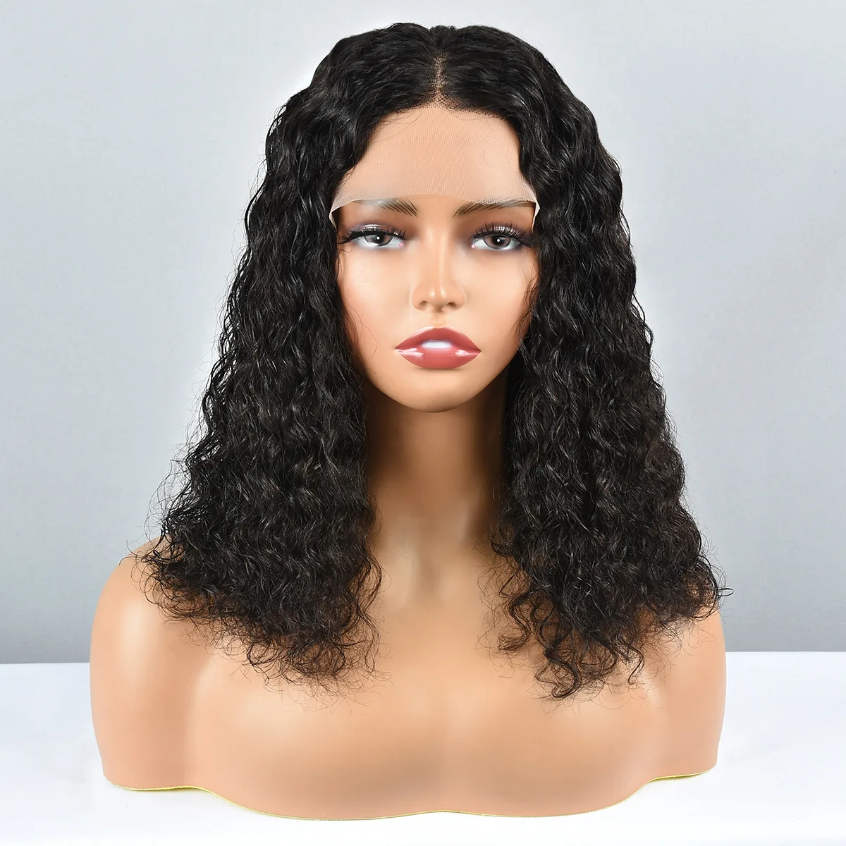 

14inch Remy Human Hair Wig Lace Closure Can Be Dyed & Bleached Lace Closure Deep Wave Human Hair Wig Perfect Gift for Women