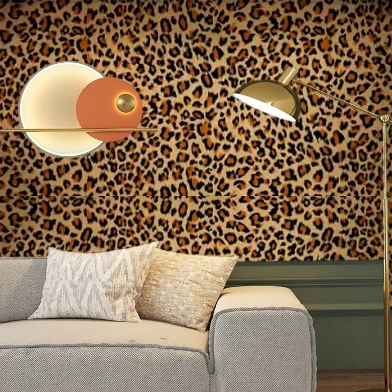 Golden Leopard Pattern Self Adhesive Wallpaper Home Decoration Building Materials TV Background Wall PVC Wallpaper