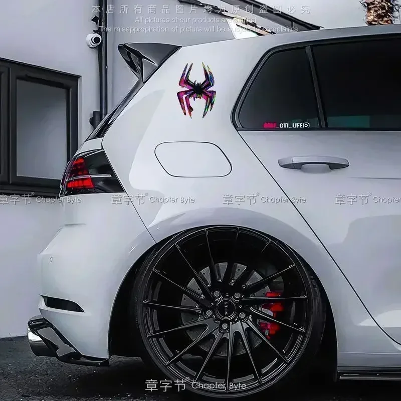 Marvel homem-aranha reflexivo adesivo de carro logotipo através do universo multiverso de alta aparência plana veículo elétrico adesivo flor
