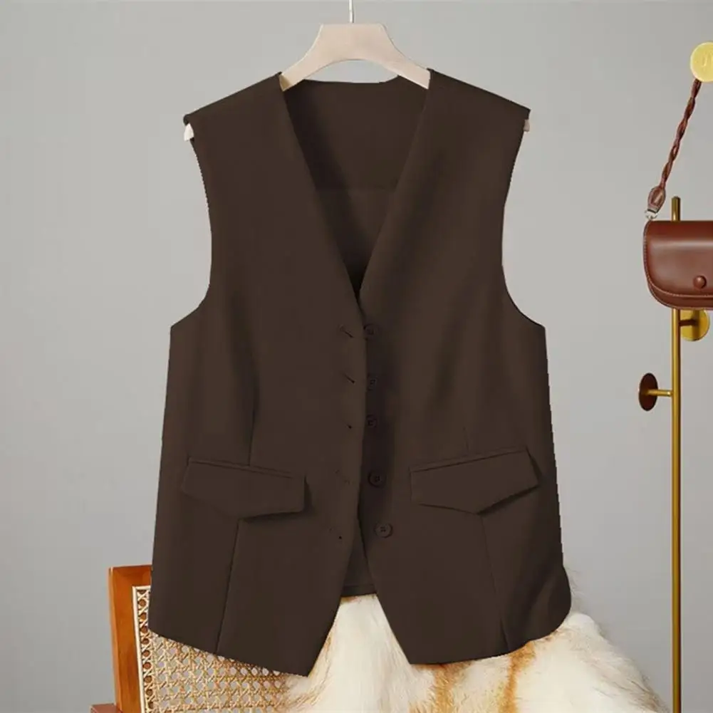 Formal Business Single Breasted Women Vest V-Neck Sleeveless Suit Vest For Office Lady Vest Tops For Women Clothing Summer 2024
