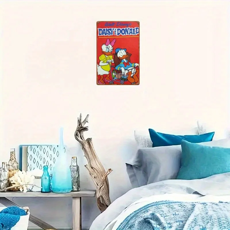 مسطح ثنائي الأبعاد، قطعة واحدة من الحديد المعلق على الحائط مقاس 8 × 12 بوصة، ديزني "ميكي ماوس ودونالد داك" موضوع كلاسيكي عتيق، مناسب للكنيسة والمدرسة #3