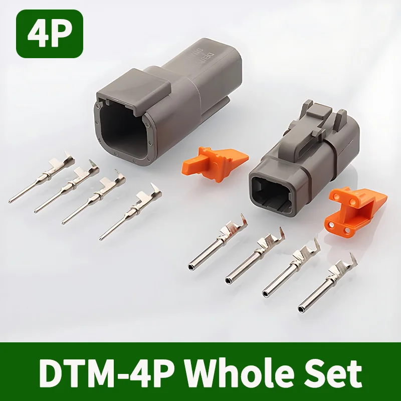 

5/20/100 Sets 4 Pin Way Deutsch DTM04-4P DTM06-4S Waterproof Electrical Wire Connector 16-22AWG DTM Series Connector Male Female