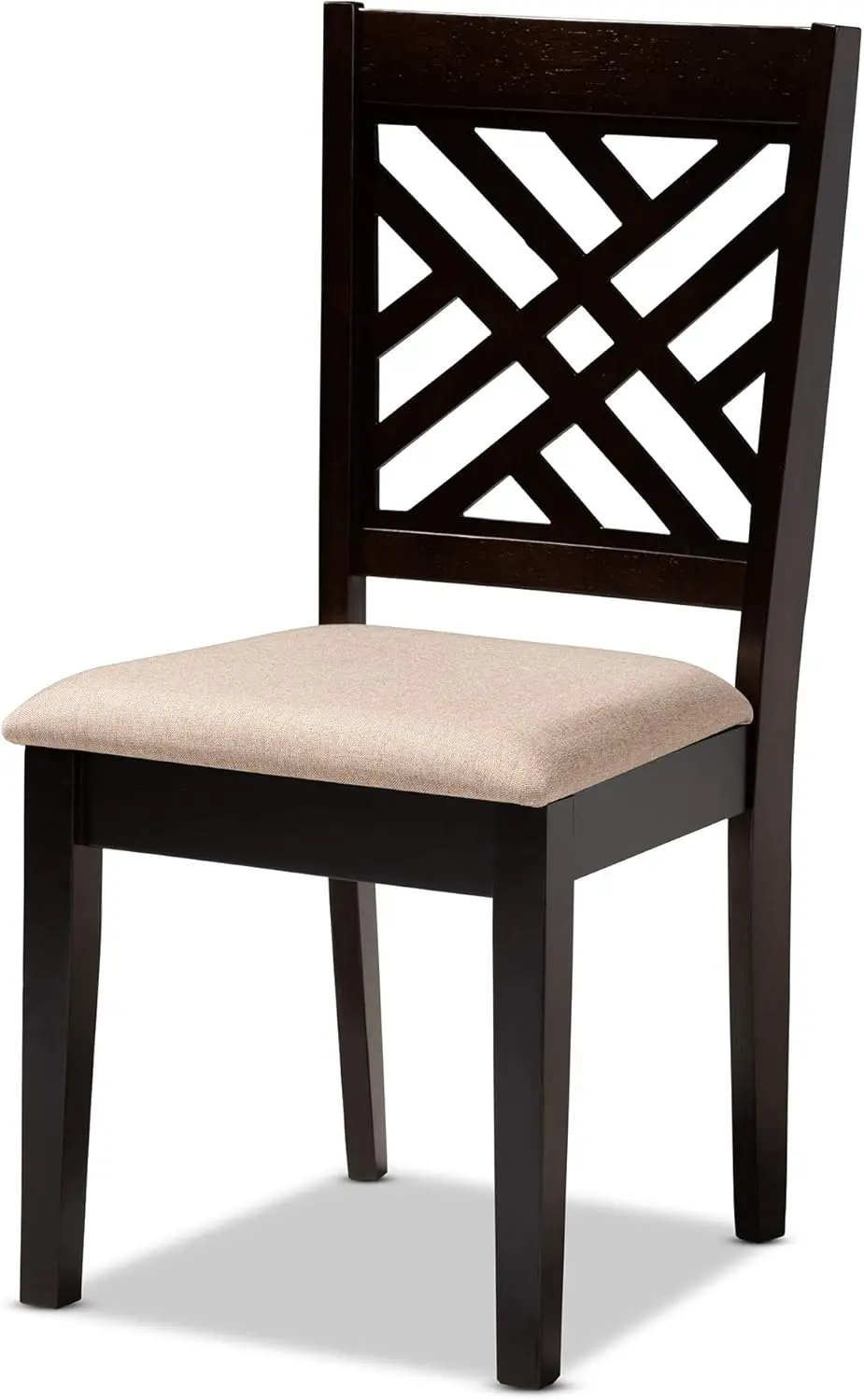 Caron Dining Chair And Dining Chair Sand Fabric Upholstered Espresso Brown Finished Wood Dining Chair