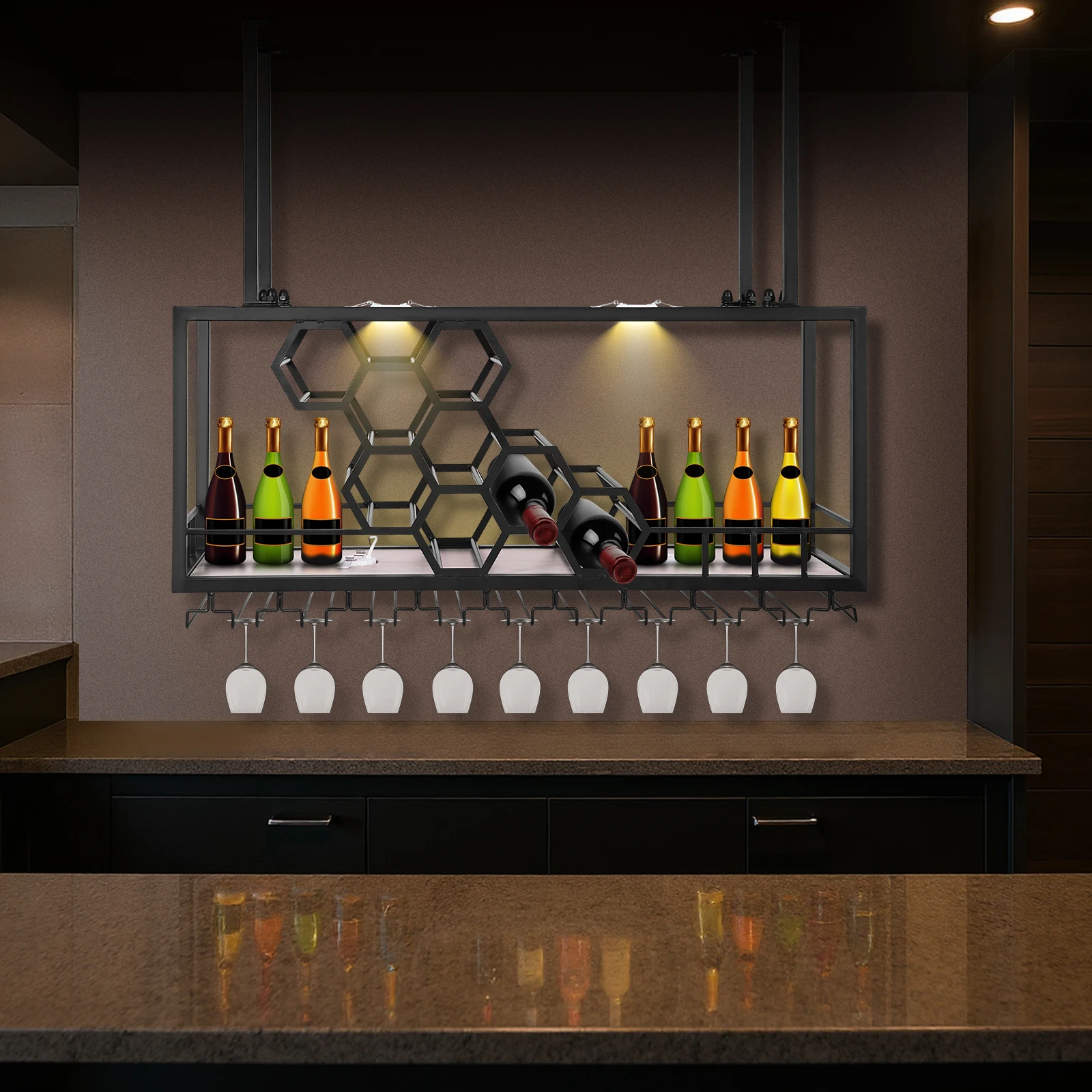 

Bar Liquor Bottle Display Shelf Wall-Mounted Floating Wall Wine Bracket Decorative Wine Rack for Home Bar Dining Room Decorative
