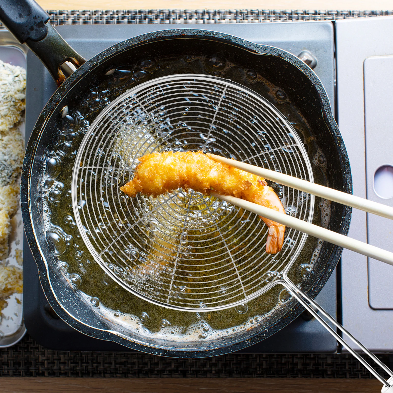 

1pc Stainless Steel Small Waist Mesh Strainer Skimmer For Frying Noodles Hot Pot Cooking Kitchen Accessory Spider Ladle Scoop