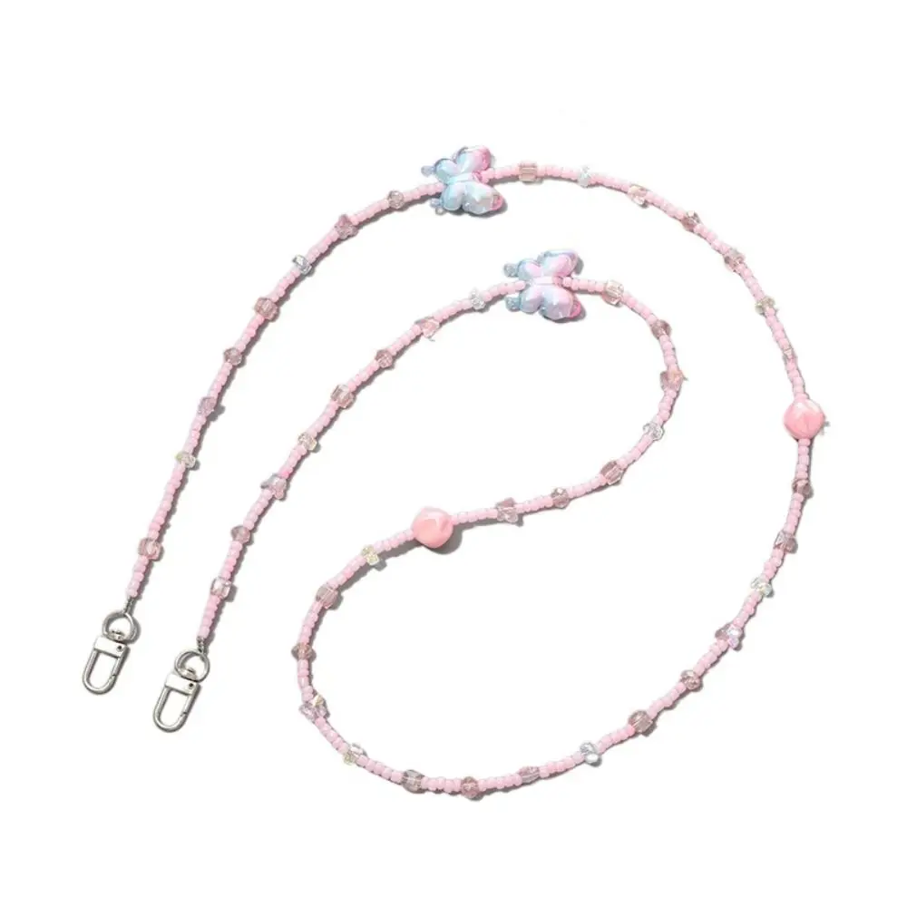 

Ремешок для телефона с бантиком и бусинами, красочный ремешок для мобильного телефона с бабочкой, цепочка через плечо, длинный ремешок для мобильного телефона, мобильный телефон