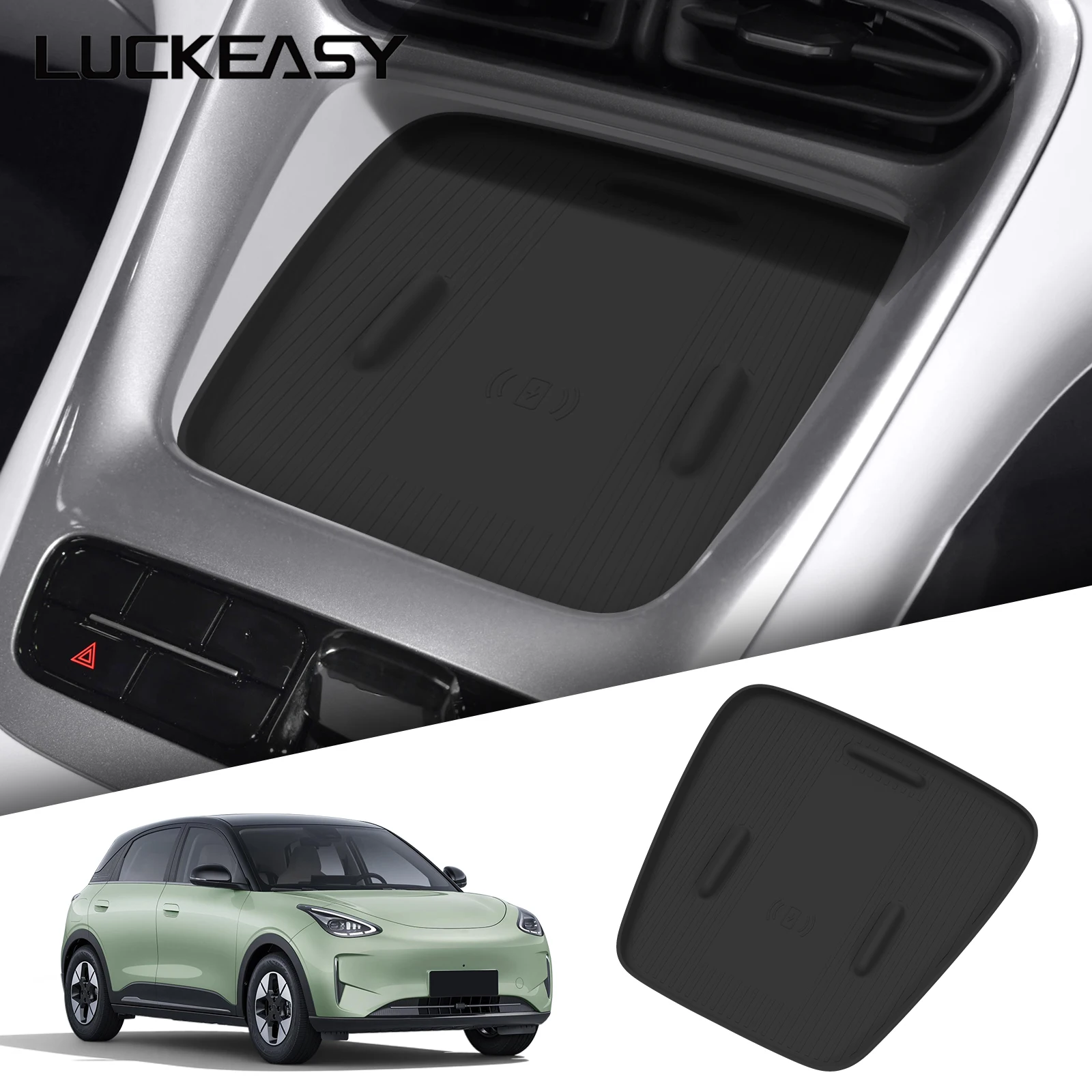 LUCKEASY for Geely EX2 2024 2025 2026 Wireless Charging Pad Protective Mat Accessories Central Control Car Phone Non-slip Pad