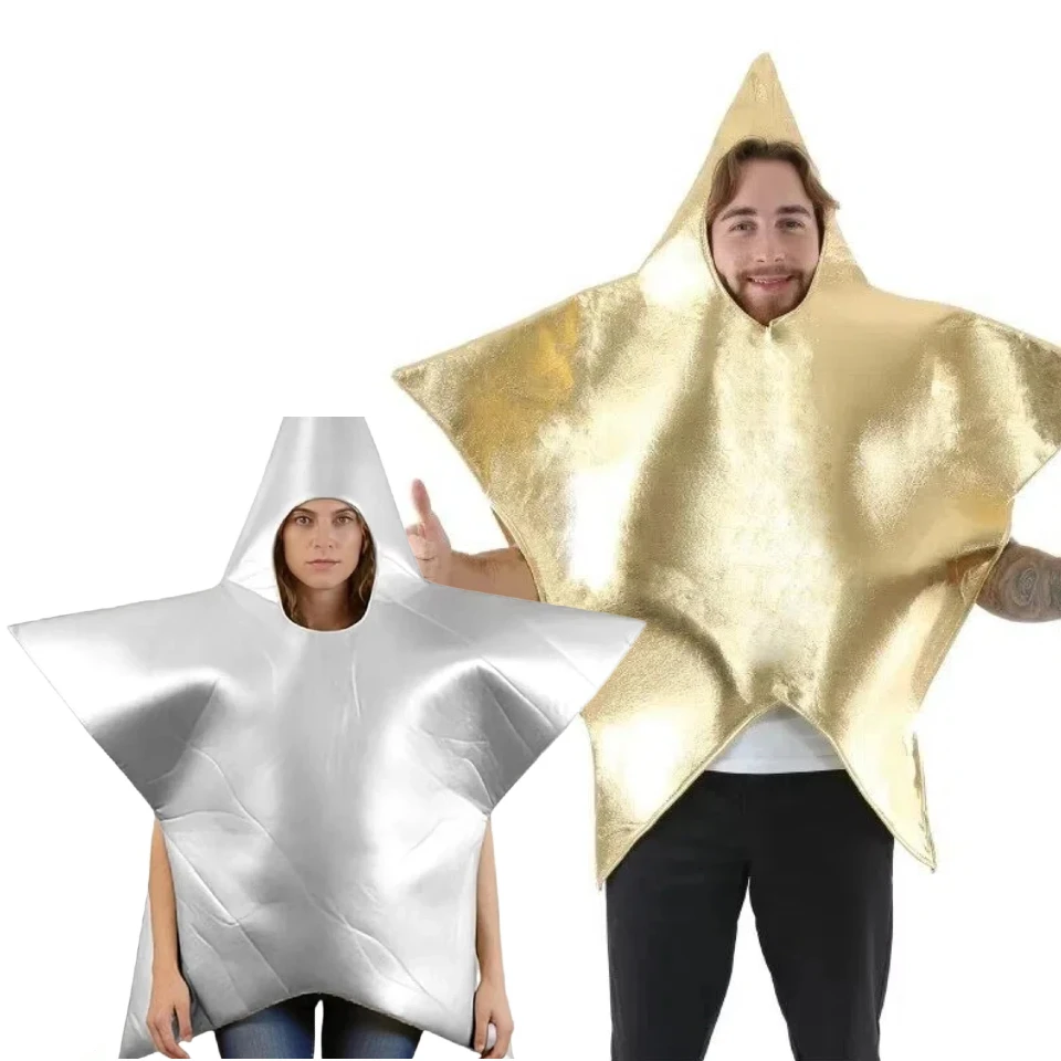 Disfraz de Estrella Dorada para Adultos, Traje de Estrella de Navidad, Disfraz de Cosplay Navideño, Disfraz Divertido para Hombres y Mujeres para Halloween