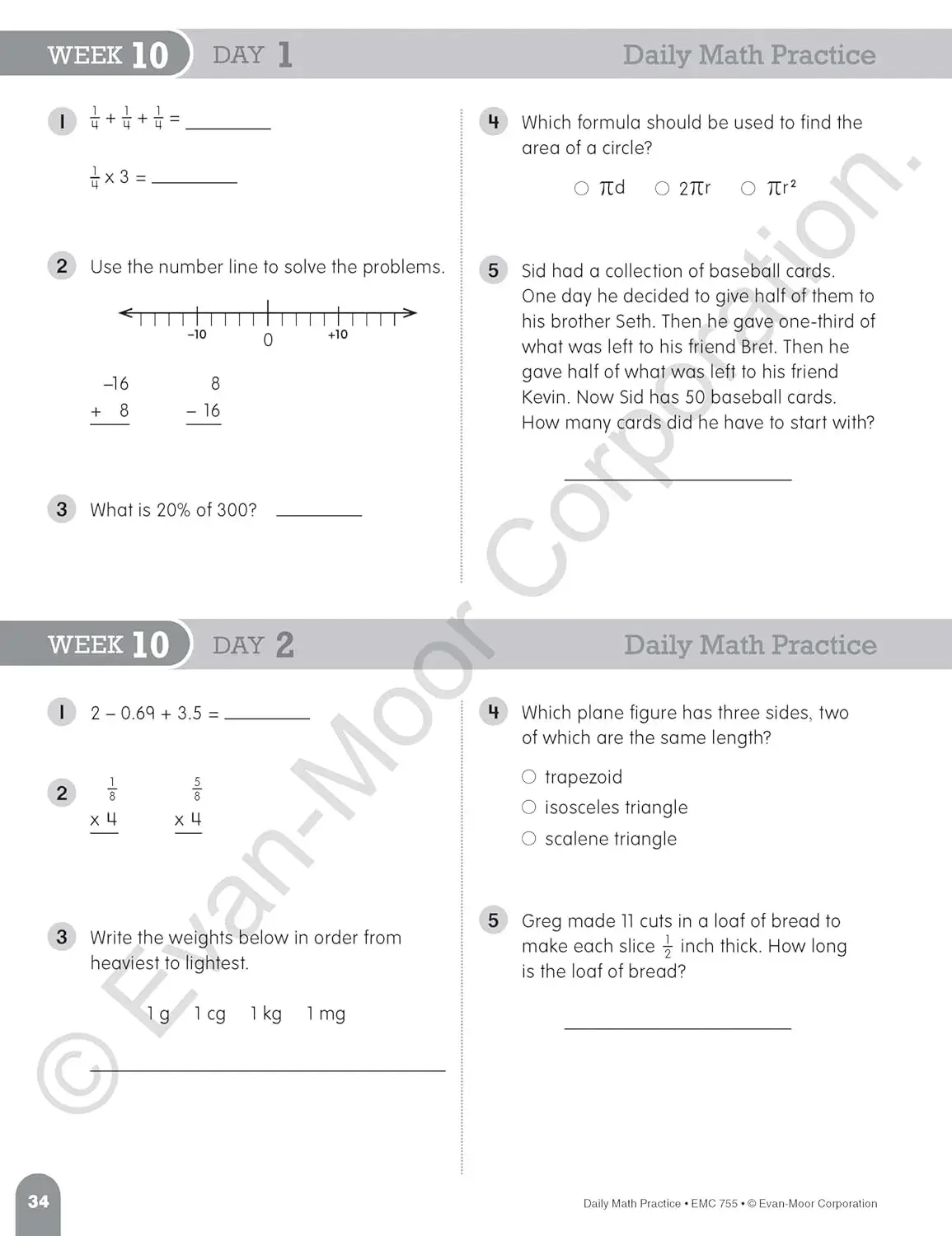 Evan-Moor Daily Math Practice, Grade 6 TE Workbook,aged 9 10 11 12, English book 9781557997463