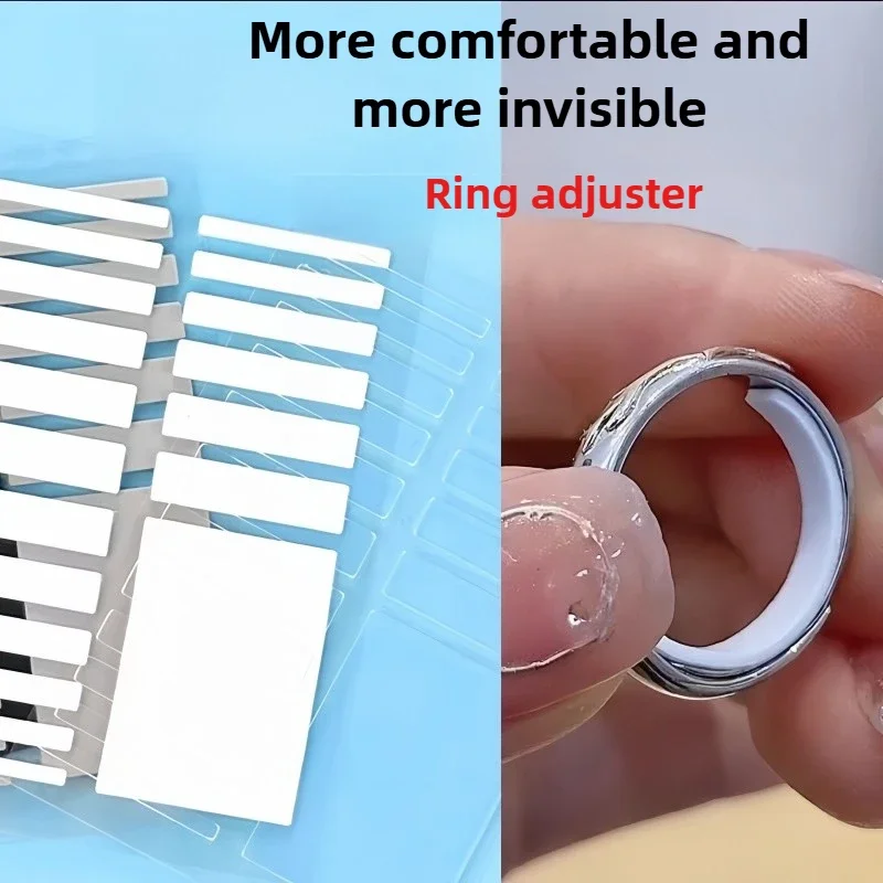 مخفض حجم الخاتم غير المرئي - ملصقات ضبط حلقة السيليكون الشفافة، أدوات مجوهرات مضادة للانزلاق للخواتم الفضفاضة بجميع الأحجام