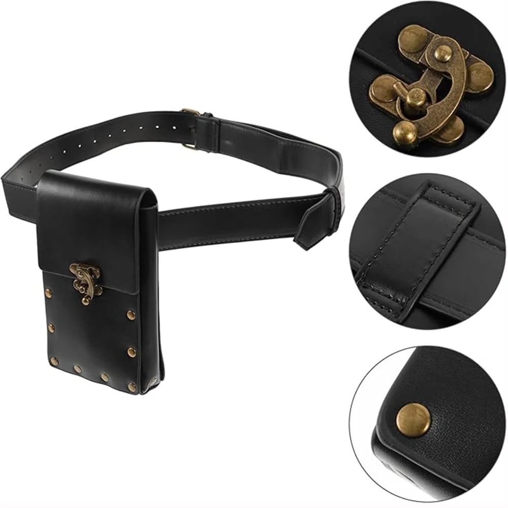 Medieval Renaissance Punk Belt Bag Waist Bag Gothic Fanny Pack Belt Pouch Phone Purse Festival Costume Retro Cosplay Accessory