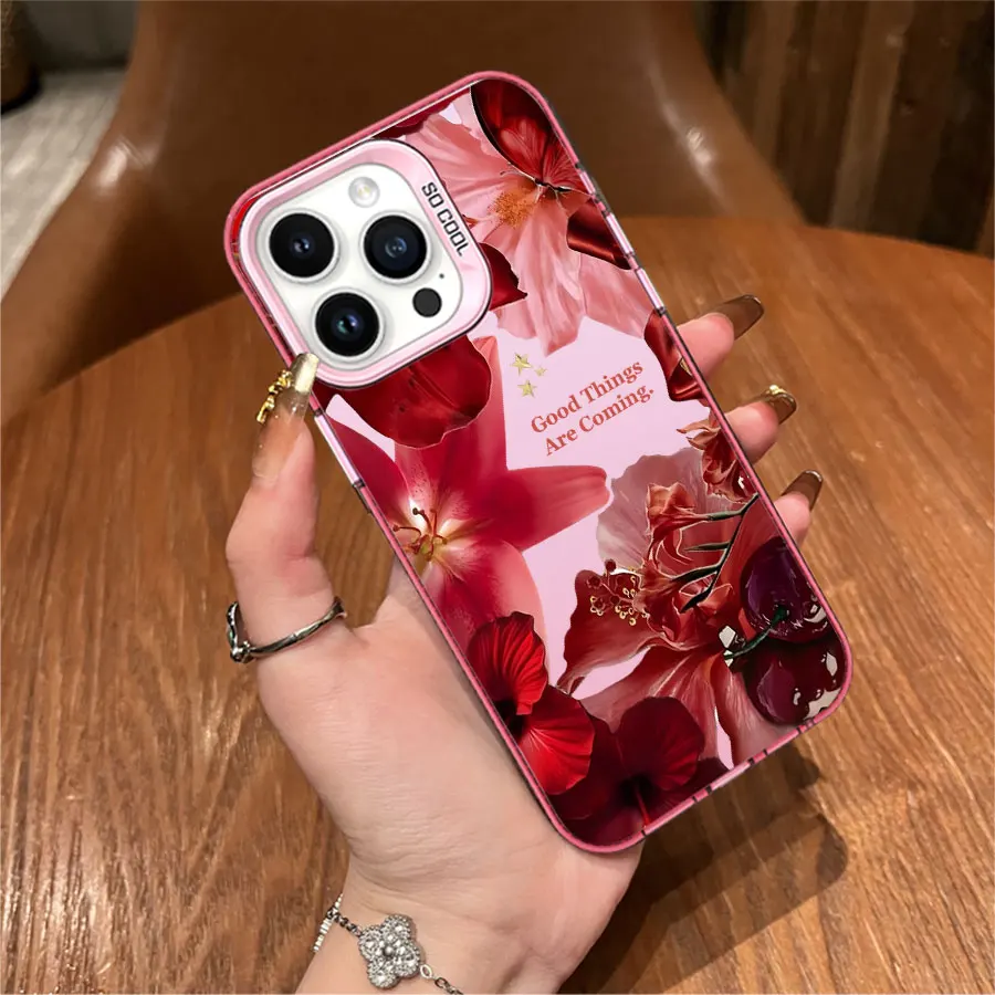Red blooming flowers Phone for iPhone 17 to 11 Pro Max Plus