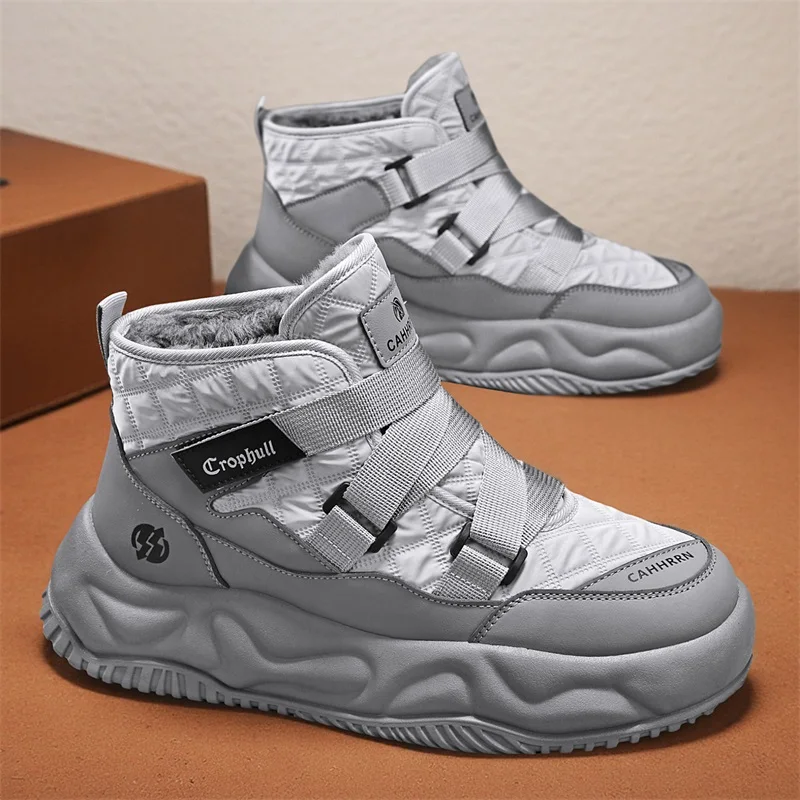 

Warm Snow Boots 2024 Men's Fashion Plush Warm Comfortable Anti Slip Thick Sole Cotton Shoes Outdoor Vacation Casual Shoes