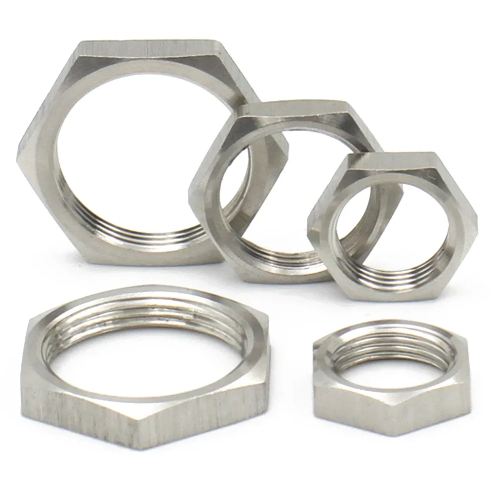 5pcs 304 Stainless Steel Hex Lock Nut M8 M10 M12 M14 M16 M18 M20 M22 M24 M25 -M40 Pipe Fitting Pitch 1mm 1.5mm Metric Female