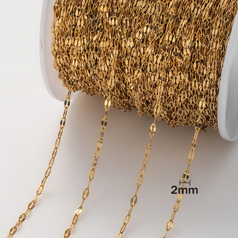 2meters Stainless Steel Thin Stainless Steel Lip Chain for Necklace Choker Bracelet DIY Jewelry Making Craft Supplies Components view 3