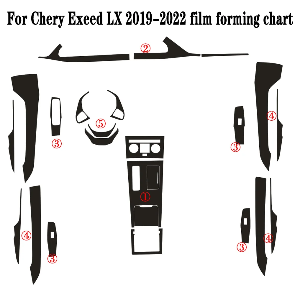 

For Chery Exeed LX 2019-2022 Interior Central Control Panel Door Handle 5D Carbon Fiber Stickers Decals Car styling Accessorie