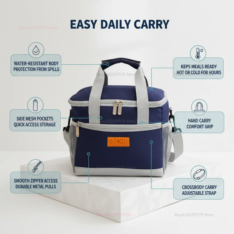 Thermal Lunch Bag, Large Capacity Lunch Bag, Picnic Thermal Bag, Heat Insulation Bag, Waterproof Bag, Convenient and Durable