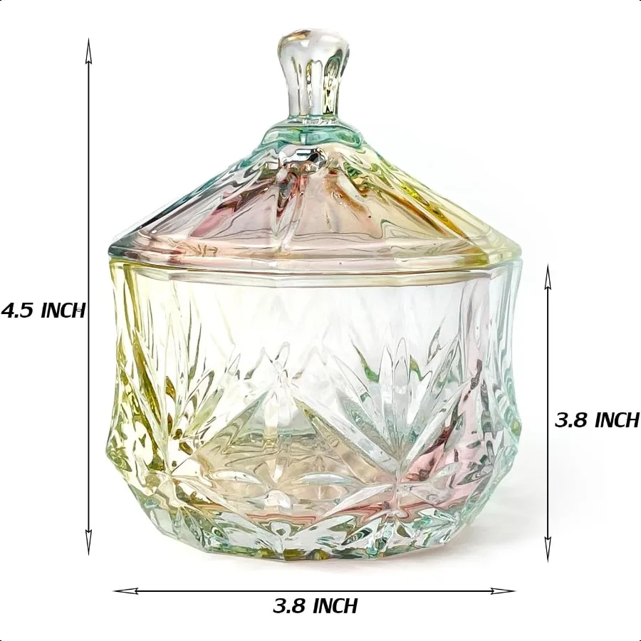 Colorful Crystal Glass Candy Snack Barrel Storage Jar Embossed Luxury Cookie Buffet Canister With Lids Jewelry Box Jar Biscuit