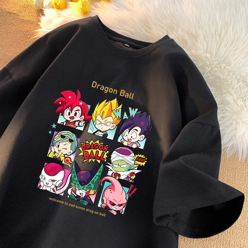

2026 Dragon Ball Retro Cotton Parent-child T-shirt Anime S-4XL 100CM-160CM Licensed Soft Skin-friendly Family Matching Tops