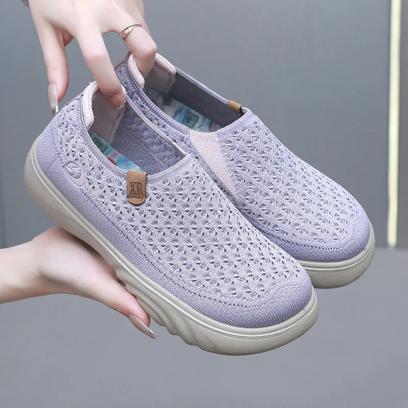 2025 nuove scarpe da donna scarpe vulcanizzate autunno punta tonda appartamenti mesh traspirante scarpe da pescatore da donna piattaforma sneakers casual