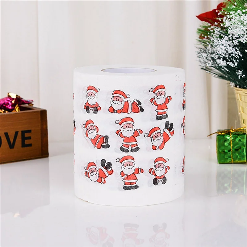 5 stili di carta di Babbo Natale rotolo di carta velina asciugamani di carta decorazioni natalizie carta igienica per ufficio di Babbo Natale 15 rotoli