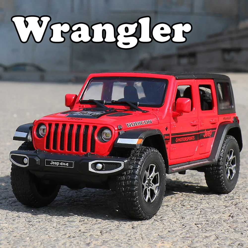 1:22 Scale Wrangler Alloy Car Toy Diecast Model Doors Can be Opened Pull Back Metal Body Rubber Tire Vehice Friends Holiday Gift