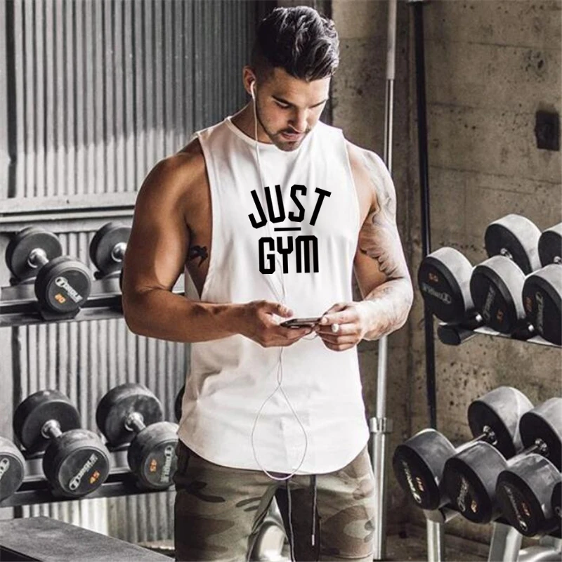 

Gym Mens Tank Top Muscle Sleeveless Sporting Shirt Running Workout Print Clothing Bodybuilding Singlets Fashion Fitness Vest