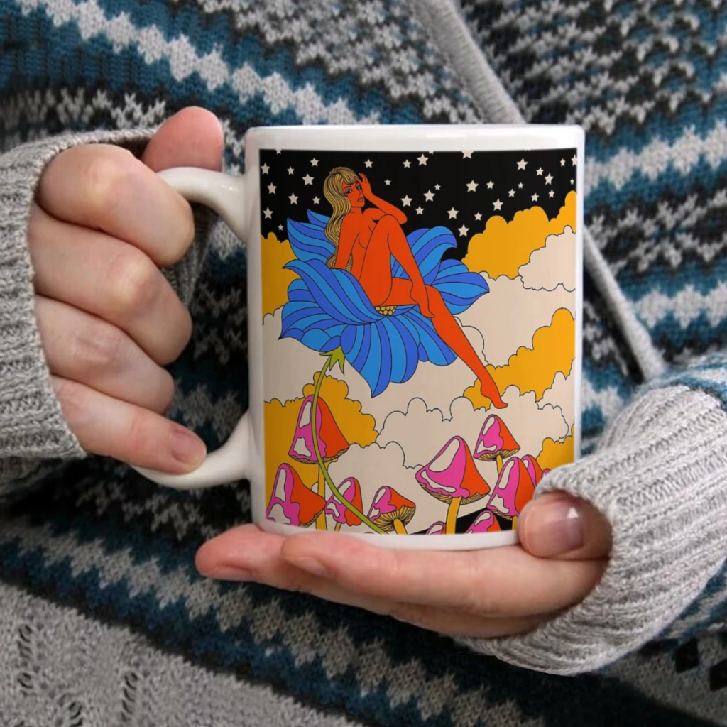 

Lady in a flowerCoffee Mug Tea Cup 11oz Coffee Cup Funny Birthday Ceramic Mug Personalized Cup