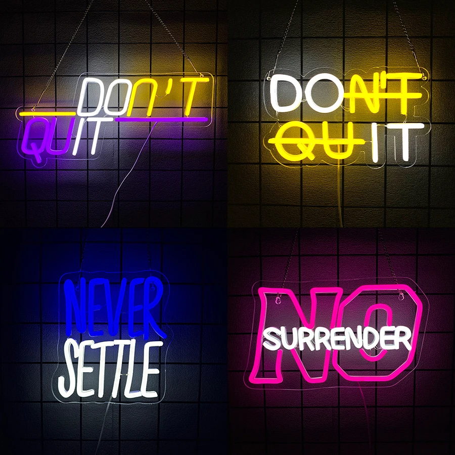 No Surrender Neon Sign For Wall Decor,Light Up Sign For Home Office,Gym Decor,Man Cave,Bedroom,Game Room,Bar,Recreation Room