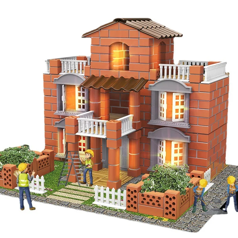 Children\'s brick building models small bricklayers handmade DIY wall building educational toys for early childhood education