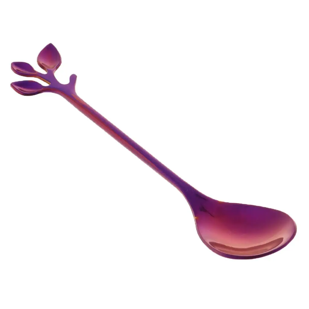 Portable Metal Tableware Stainless Steel Colorful Mixing Spoon for Cafes Outdoor Use