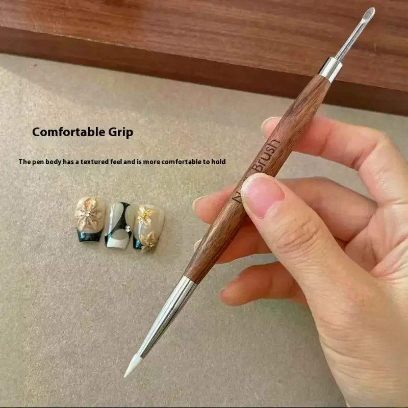 /Kuz/Wood Double Headed Nail Art Brush Carving Flower Painting Pen Mixing Pen DIY Manicure Tool Multifunctional