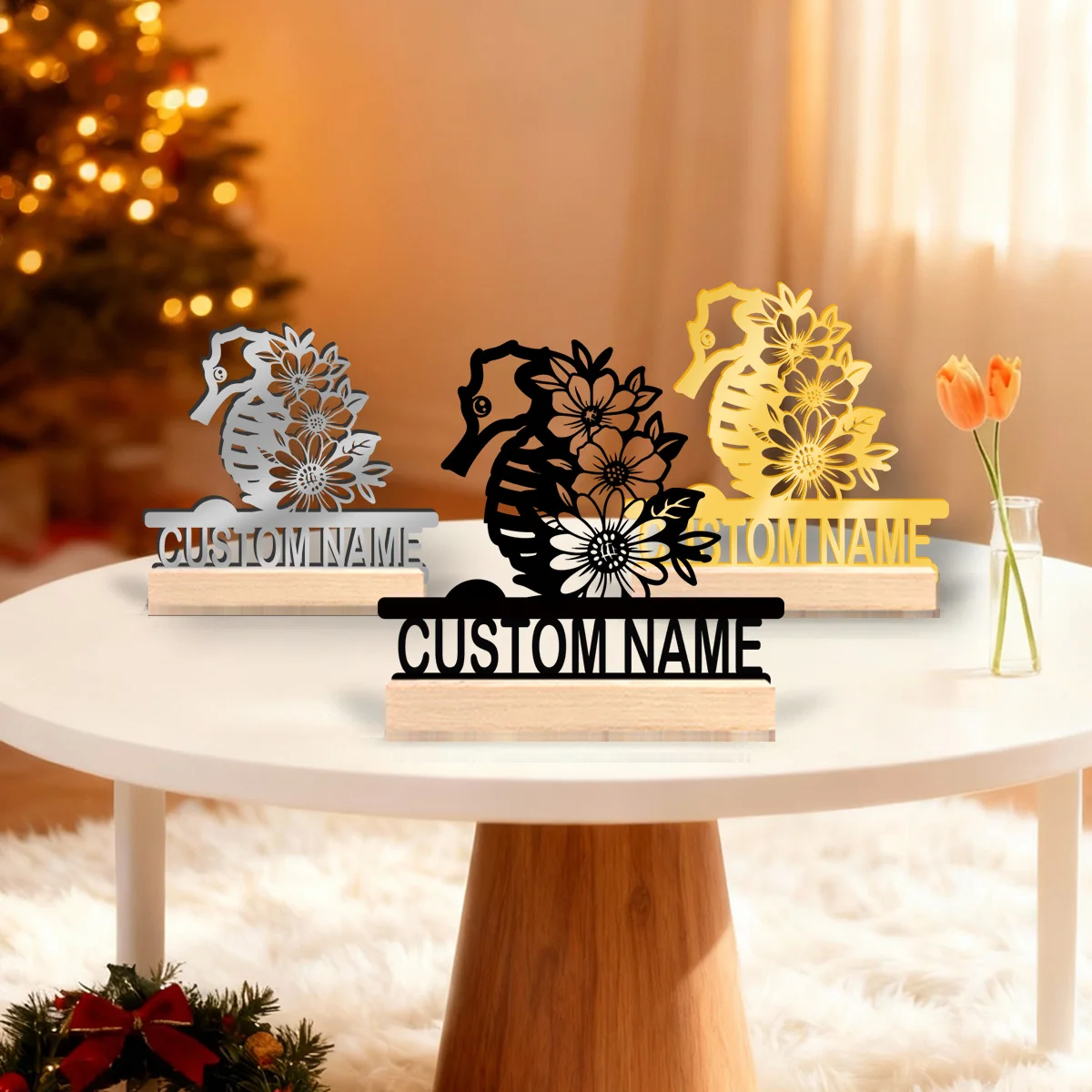 1pc Personalized Retro Iron Statue Decoration Custom Content Equipped with Wooden Base Perfect for Home or Office Decoration
