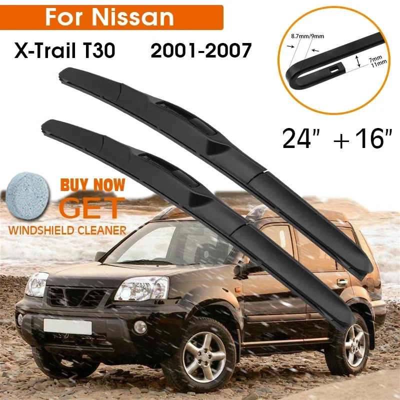 

Car Wiper Blade For Nissan X-Trail T30 2001-2007 Windshield Rubber Silicon Refill Front Window Wiper 24"+16" LHD RHD Accessories