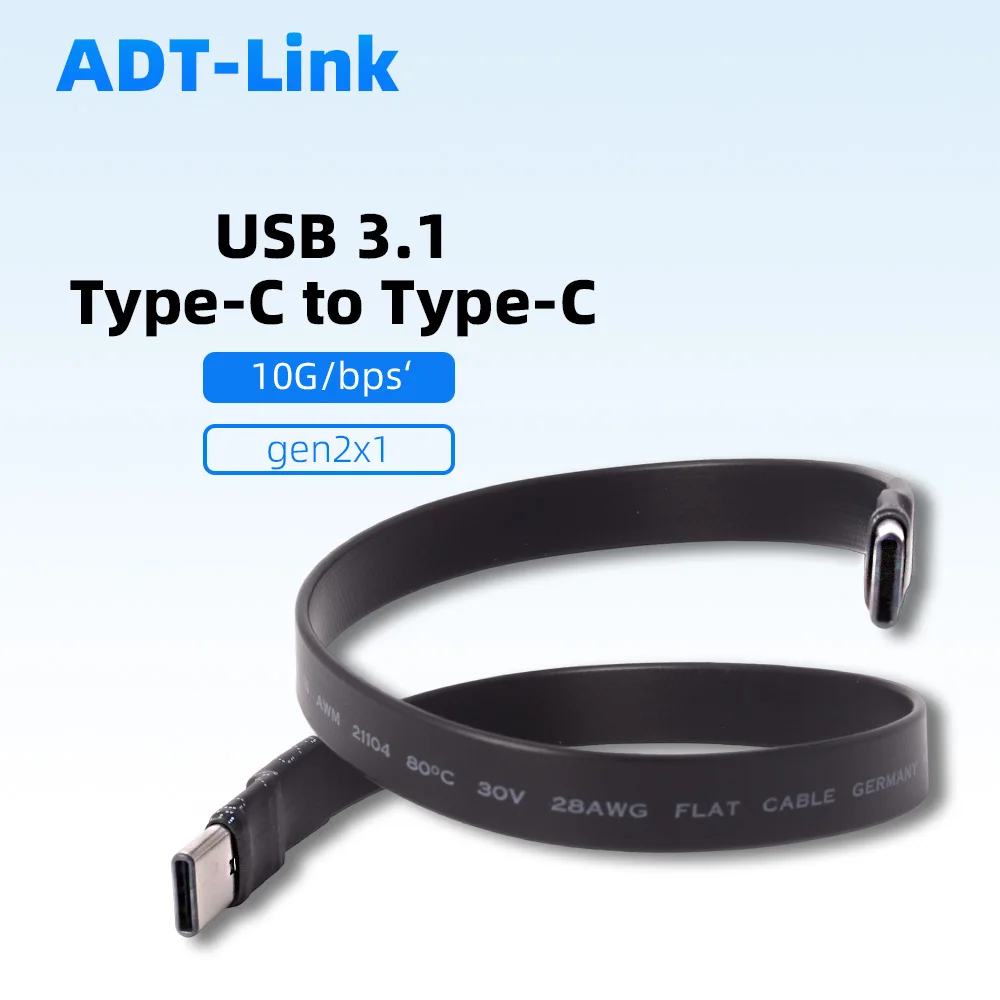 USB 3.1 Type-C USB-C Flat Data Soft Data Extension Cable 90 Degree Bend Angle for GPS Storage Imaging Equipment 1.5A 3-300cm